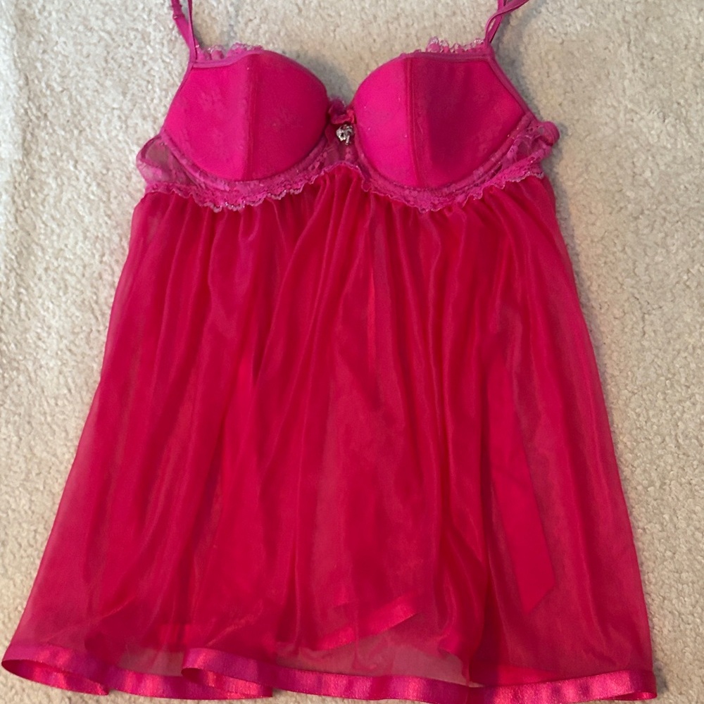 Elegant Pink Lace Babydoll Lingerie